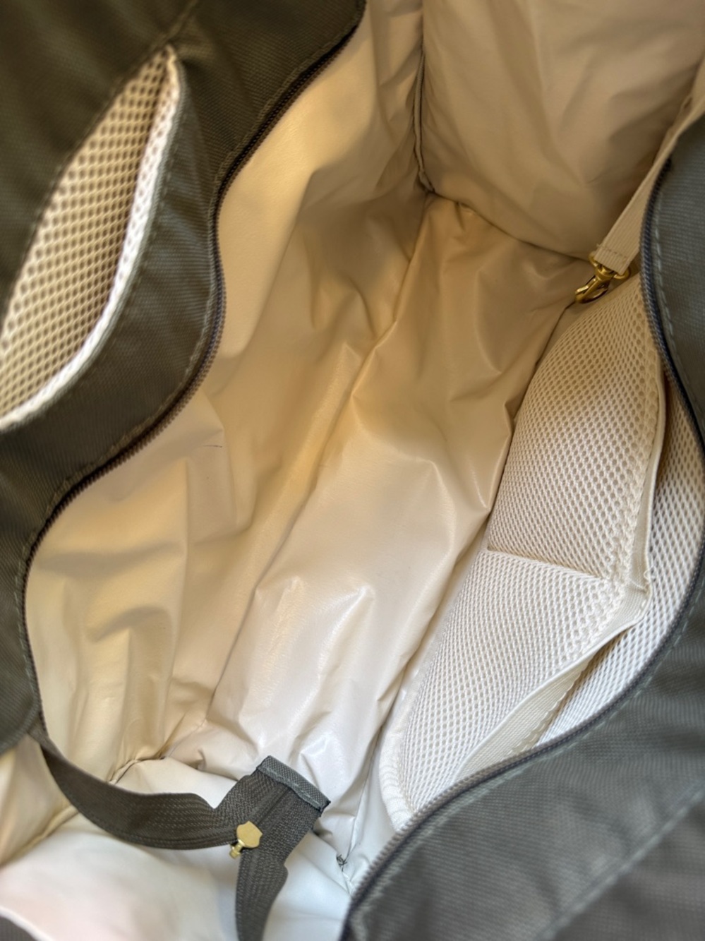 Canvelle Boxy Crossbody Tote: small, color: olive. MASHINE WASHABLE - Picture 7 of 12